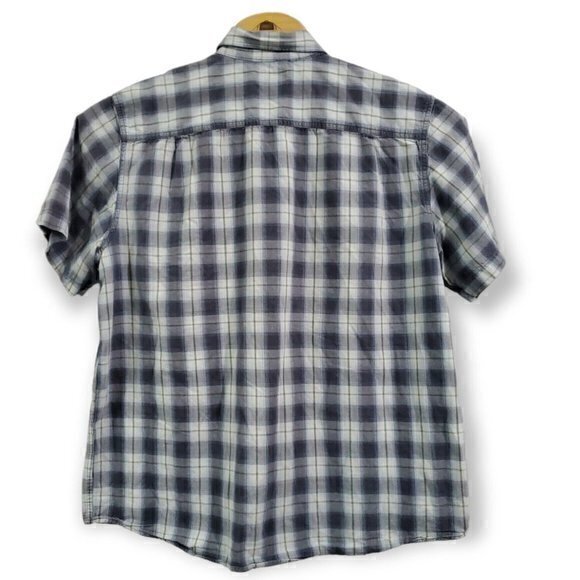 Carhartt Men's XL / X-Large Blue & White Plaid Short Sleeve Utility Cotton Shirt - Picture 3 of 5